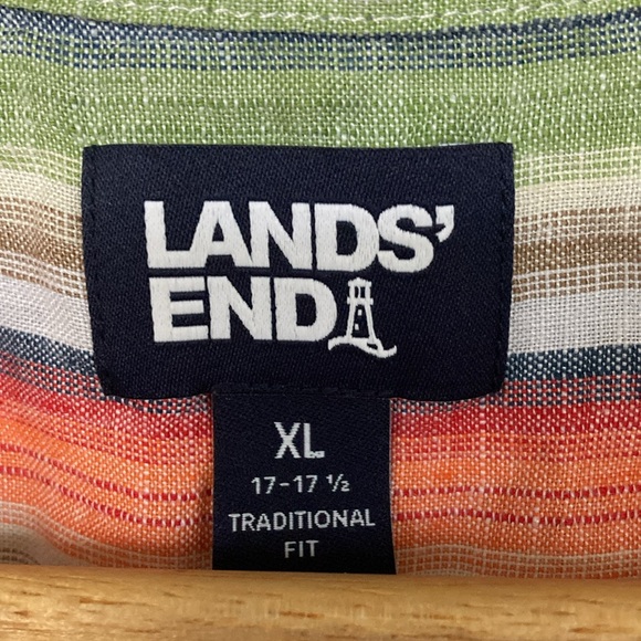 Lands’ End striped linen button down shirt (XL) - Picture 2 of 6